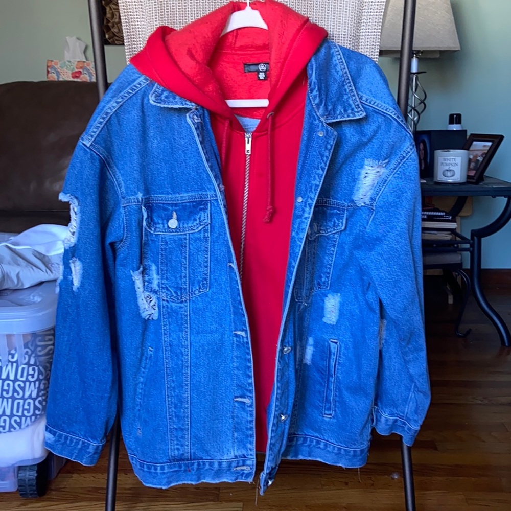 Jean Jacket w Fleece Hood